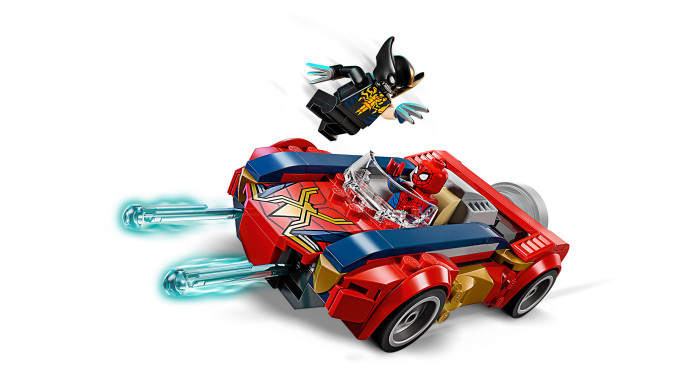 Spider-Man a auto vs. venomizovaný Wolverine