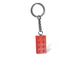 Kľúčenka s červenou kockou 2x4