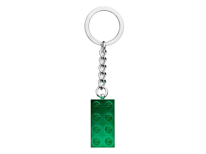 Přívěsek na klíče – zelená kovová kostka 2x4