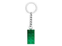 Přívěsek na klíče – zelená kovová kostka 2x4