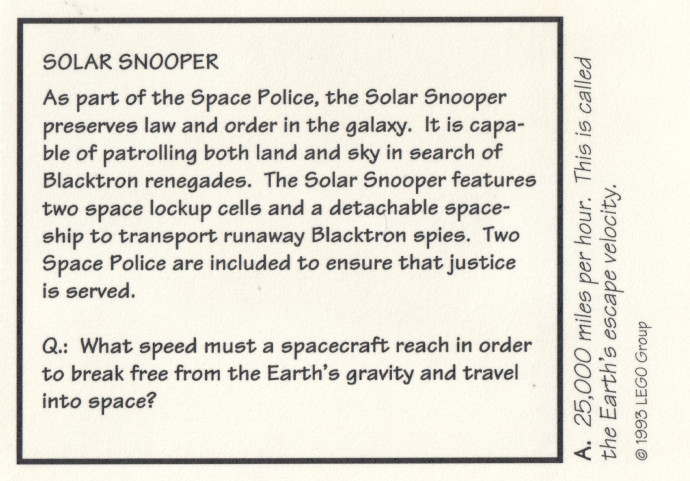 Card Solar Snooper - Lego Builders Club